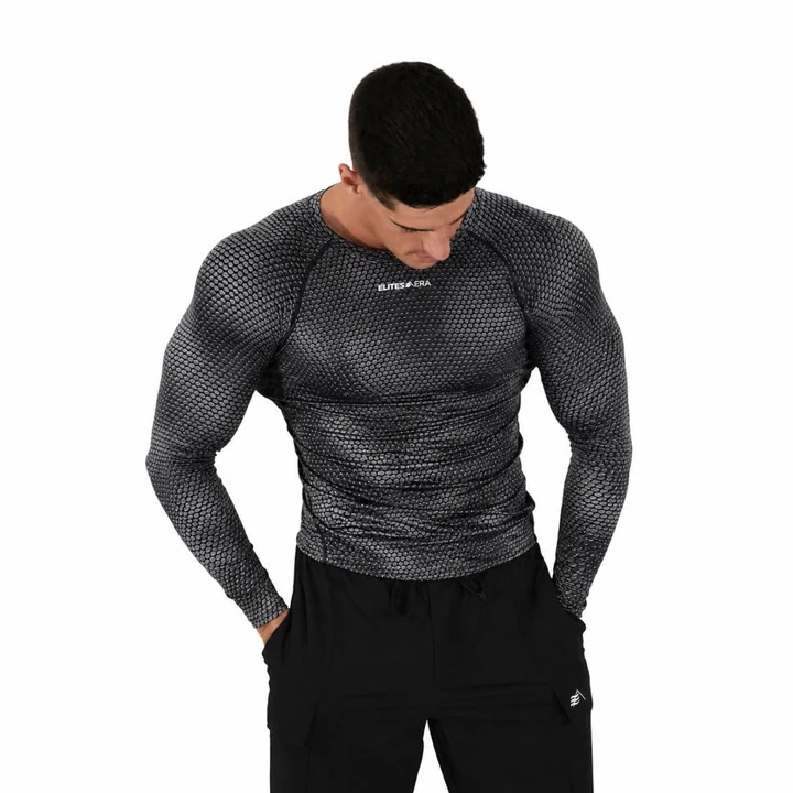 The same garment in snake black and grey.