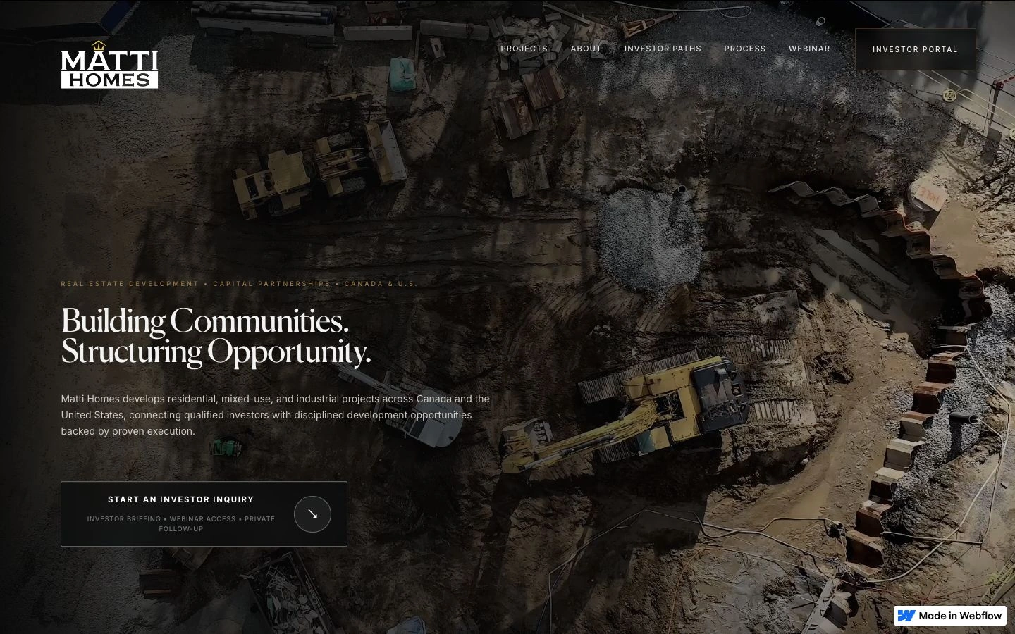 Matti Homes — complete website and institutional digital presence.